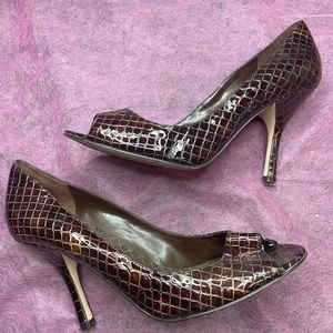 Enzo Angiolini Brown open toe pumps